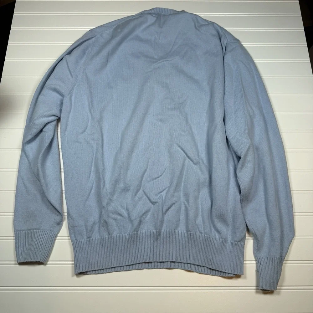 Jos A Bank Signature Collection V-Neck Sweater Men's Large Blue Pima Cotton‎ GUC